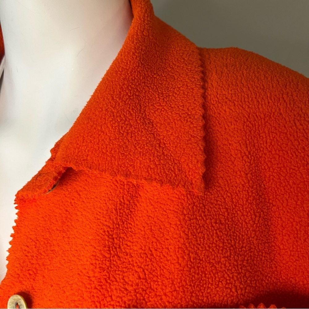Women’s Shacket Size XL Moda International Red/Orange Fleece Sharktooth Buttons - Picture 6 of 15
